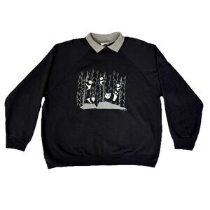 Vintage 1990 Brindar Design Panda Collared Sweatshirt XXL Made in USA